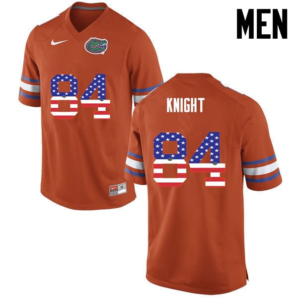 NCAA Florida Gators Camrin Knight Men's #84 USA Flag Fashion Nike Orange Stitched Authentic College Football Jersey GDD0764AE